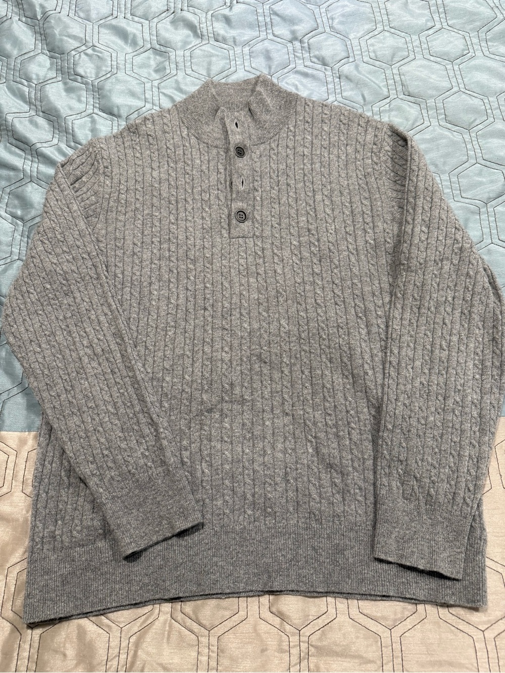 Men's UNTUCKit 100% Cashmere La Frenz Cable Knit Sweater Size Large Grey 35904